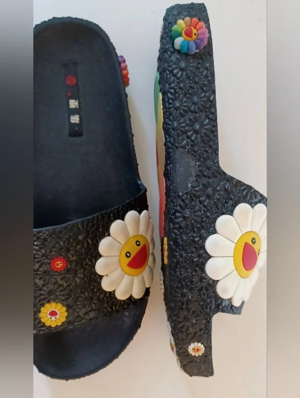 Fun Black Smily Face Slide Sandals